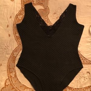 Vintage French Shaped leotard with lace